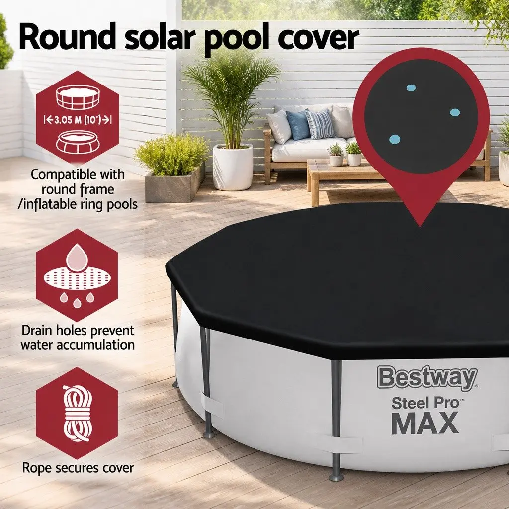 Pool Cover Round Above Ground 3.05m PVC Blanket with Drain Holes