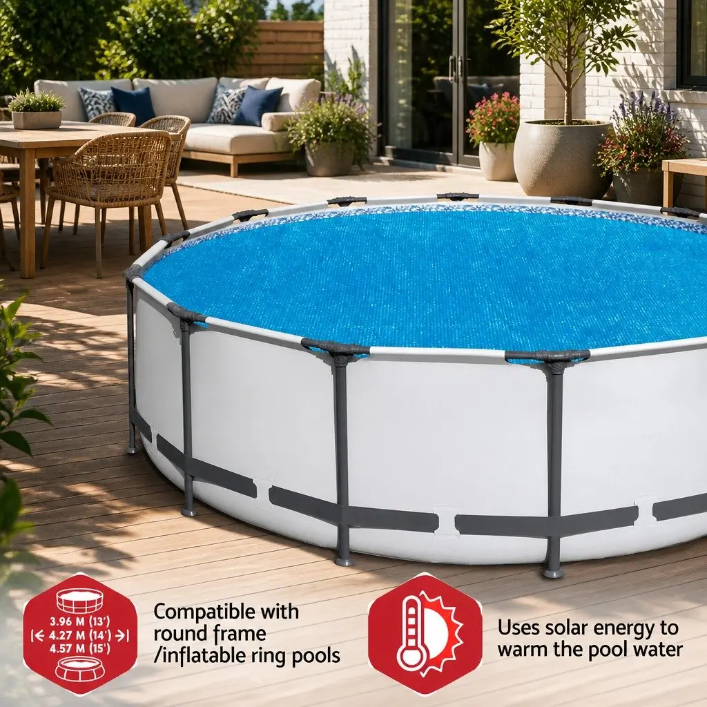 Solar Pool Bubble Cover 4.17m Round Above Ground for Swimming Pools Multicolour