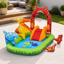 Kids Inflatable Dinosaur Pool: Dimensions 242x140cm, Material PVC