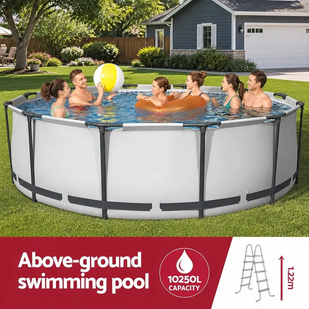Above Ground Swimming Pool 366cm Round Steel Frame for Backyard Summer Use