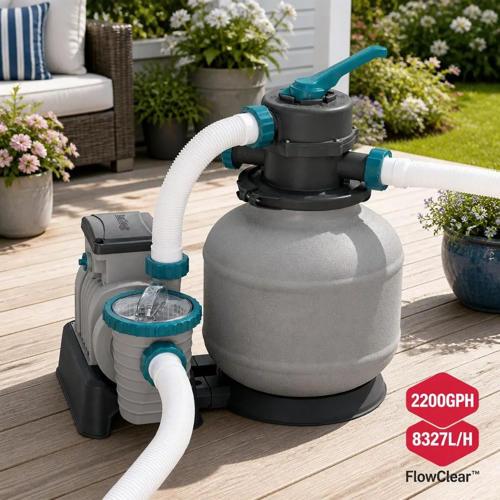 Sand Filter Pump Above Ground Pool 2200GPH 8327L/H Flowclear Corrosion-Proof