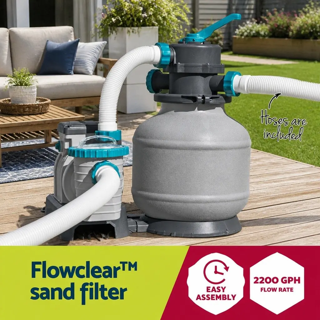 Sand Filter Pump Above Ground Pool 2200GPH 8327L/H Flowclear Corrosion-Proof