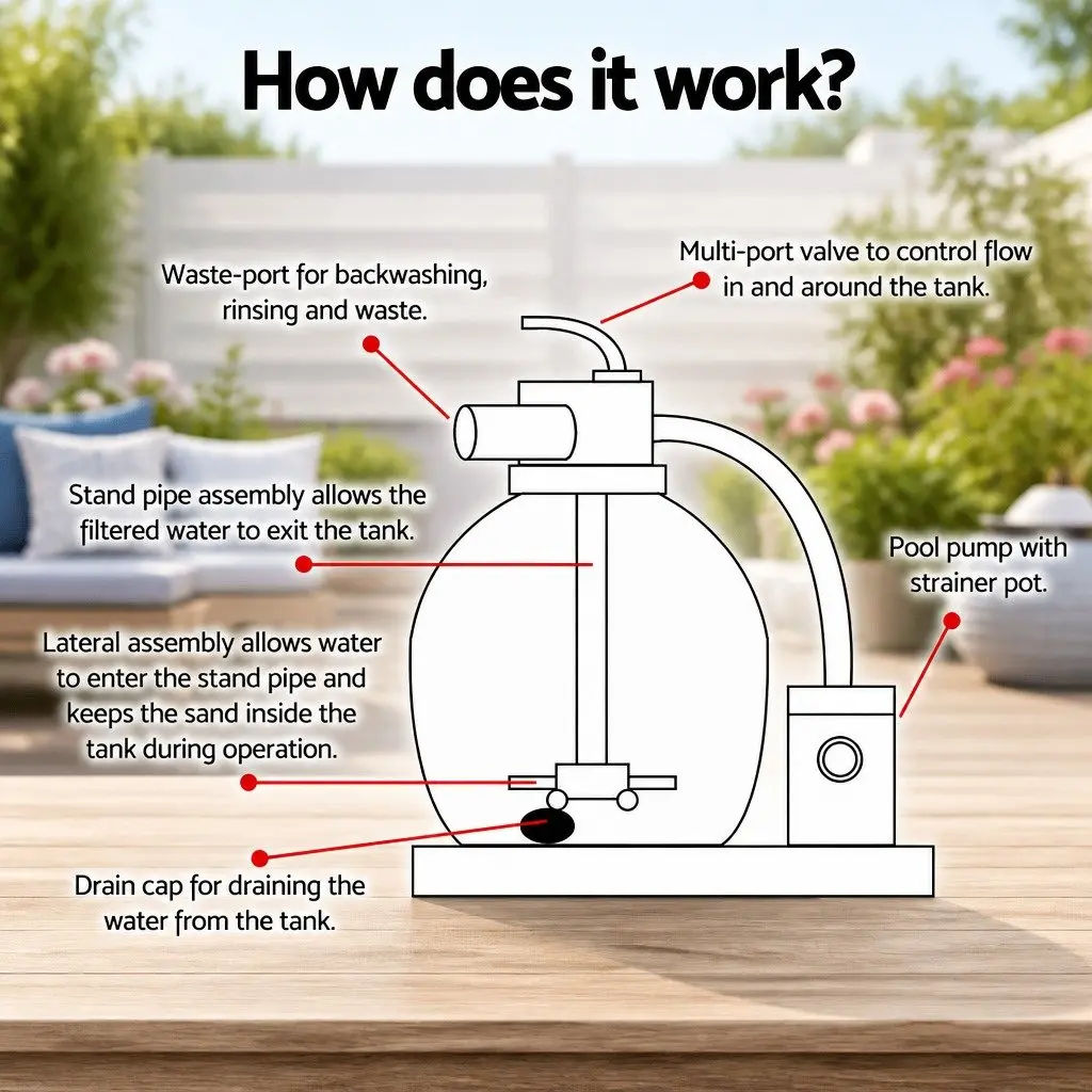Sand Filter Pump Above Ground Pool 2200GPH 8327L/H Flowclear Corrosion-Proof