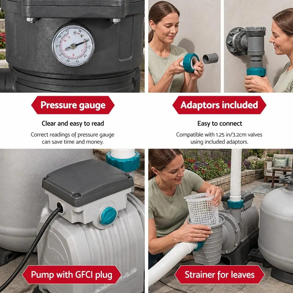 Pool Pump Sand Filter 11355L/H Above Ground Swimming Pools Water Filtration
