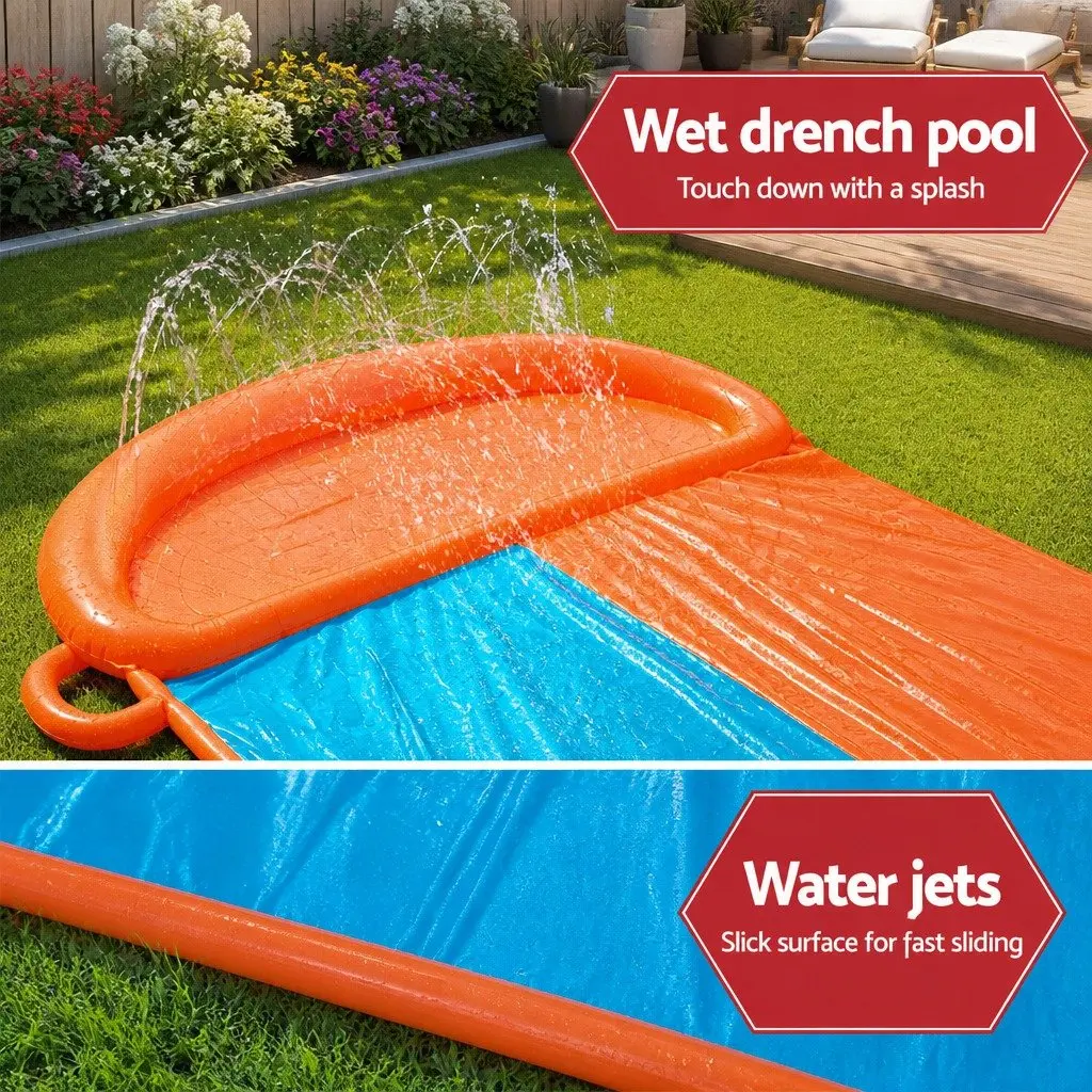 Inflatable Water Slide Backyard 4.88m Dual Lanes Kids Splash Pad