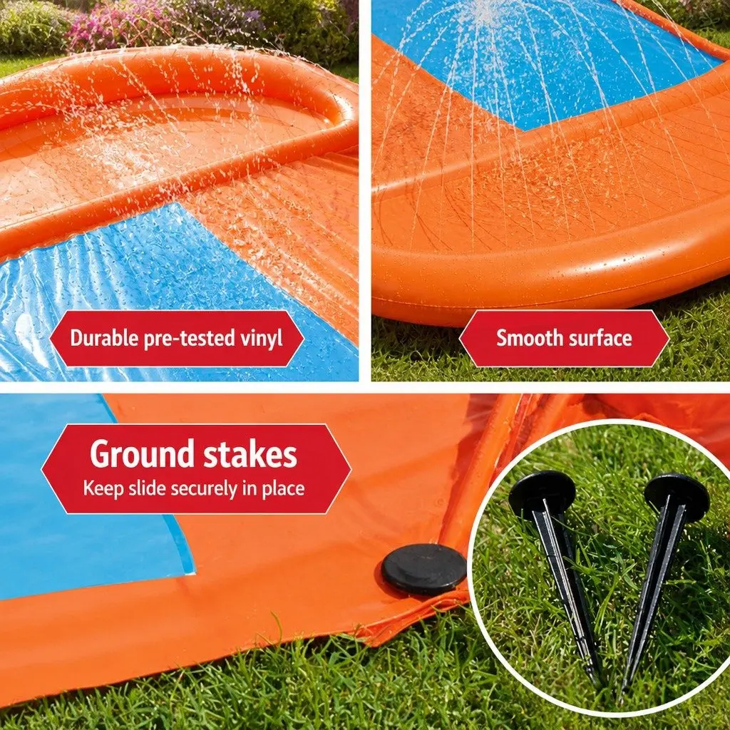 Inflatable Water Slide Backyard 4.88m Dual Lanes Kids Splash Pad
