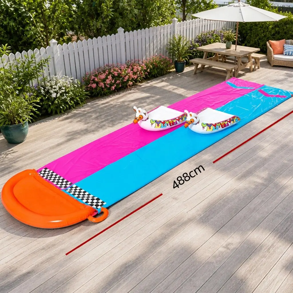 Inflatable Water Slide Backyard Pool Toy Double Lane 16ft
