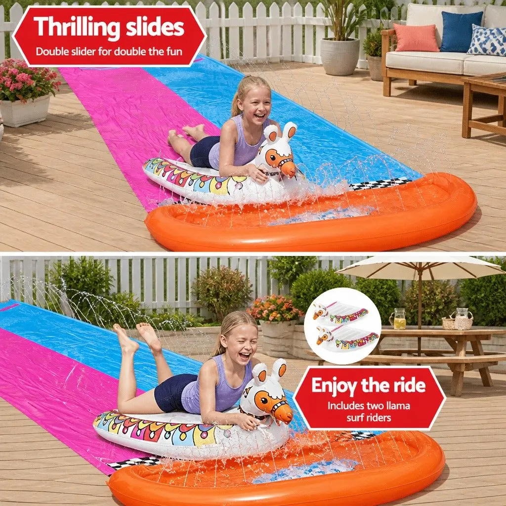 Inflatable Water Slide Backyard Pool Toy Double Lane 16ft