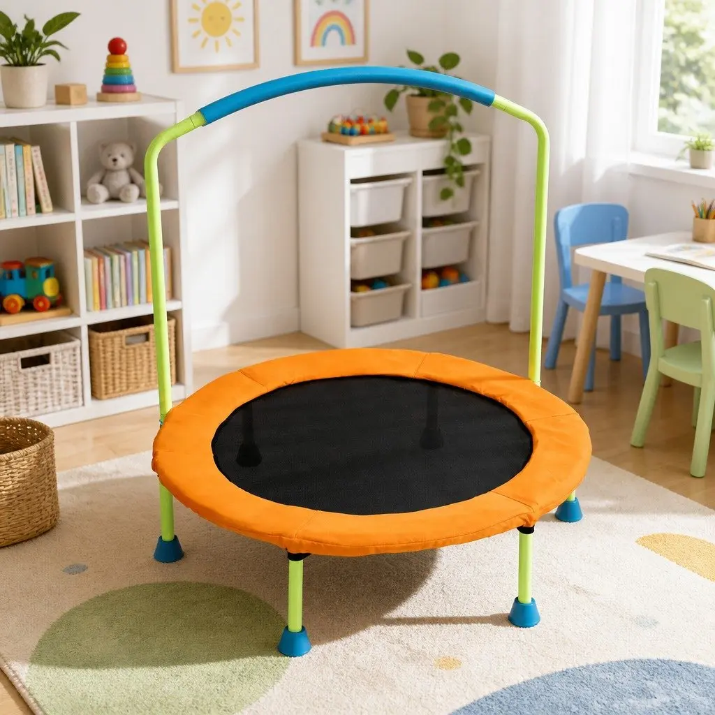 Kids Trampoline 36 Inch Foldable Rebounder Fitness Bouncer Orange Ages 3+