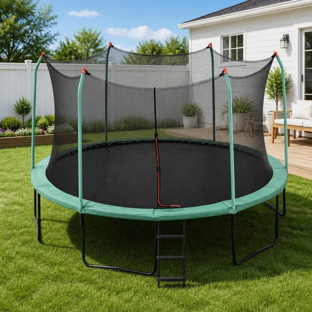 14ft Trampoline for Outdoor Use with Safety Net Enclosure