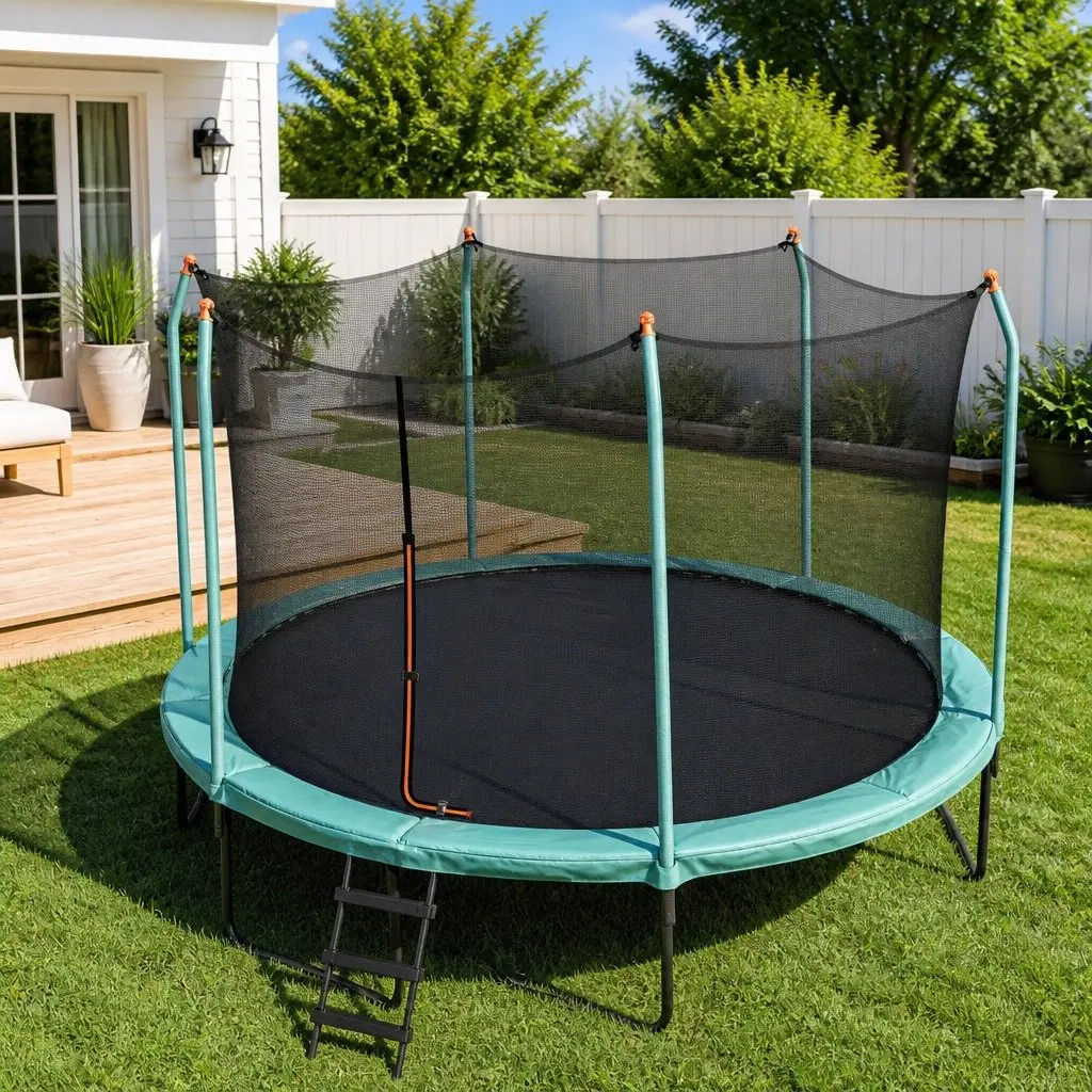 14ft Trampoline for Outdoor Use with Safety Net Enclosure
