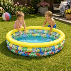 Inflatable Kids Play Pool 1.68m Floral Design Water Toy Backyard Summer Fun