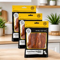 Dog Chicken Breast Treats - 120g x 3 Pack - Oven-Dried