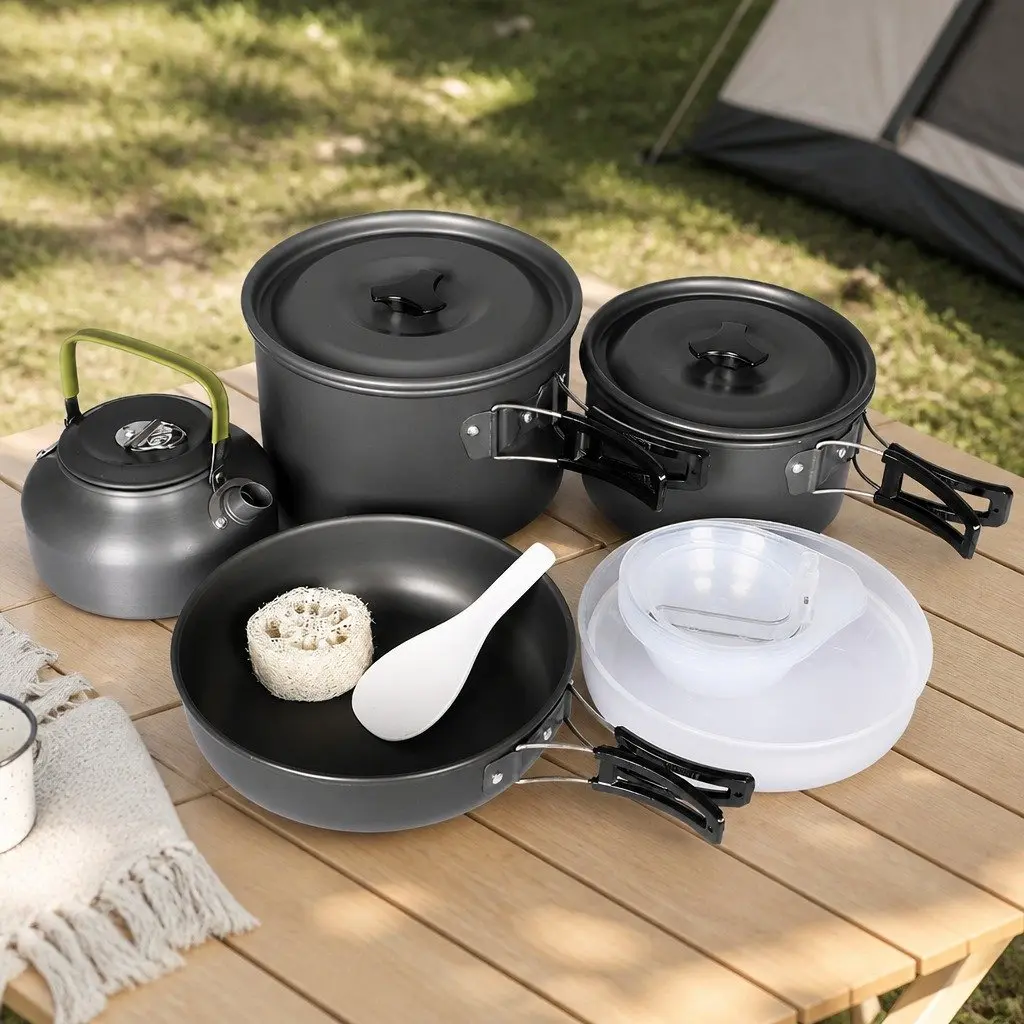 16Pcs Camping Cookware Set Portable Outdoor Cooking Pots Pans Kettle Travel Kit