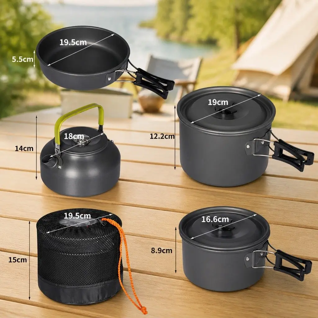 16Pcs Camping Cookware Set Portable Outdoor Cooking Pots Pans Kettle Travel Kit
