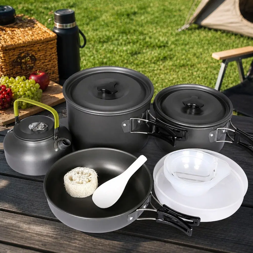 16Pcs Camping Cookware Set Portable Outdoor Cooking Pots Pans Kettle Travel Kit