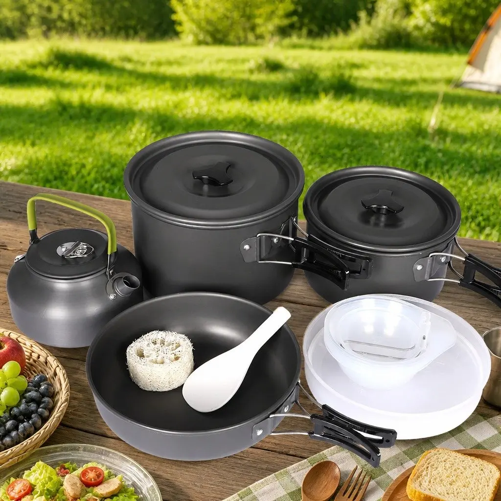 16Pcs Camping Cookware Set Portable Outdoor Cooking Pots Pans Kettle Travel Kit