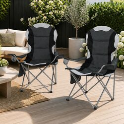 Camping Chairs Dimensions: 85 x 60 x 106 cm, Grey, 2 Pack