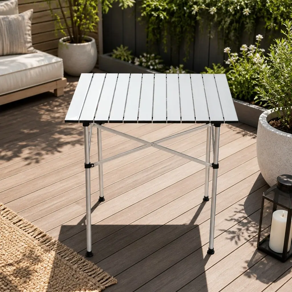 Folding Camping Table Outdoor Use 70CM Portable Roll Up Aluminium Desk