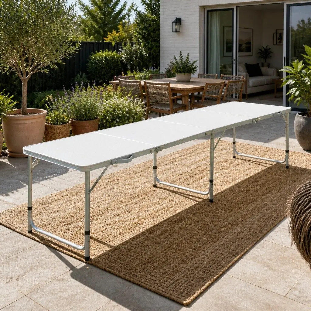 Folding Camping Table Outdoor Use 240CM Silver