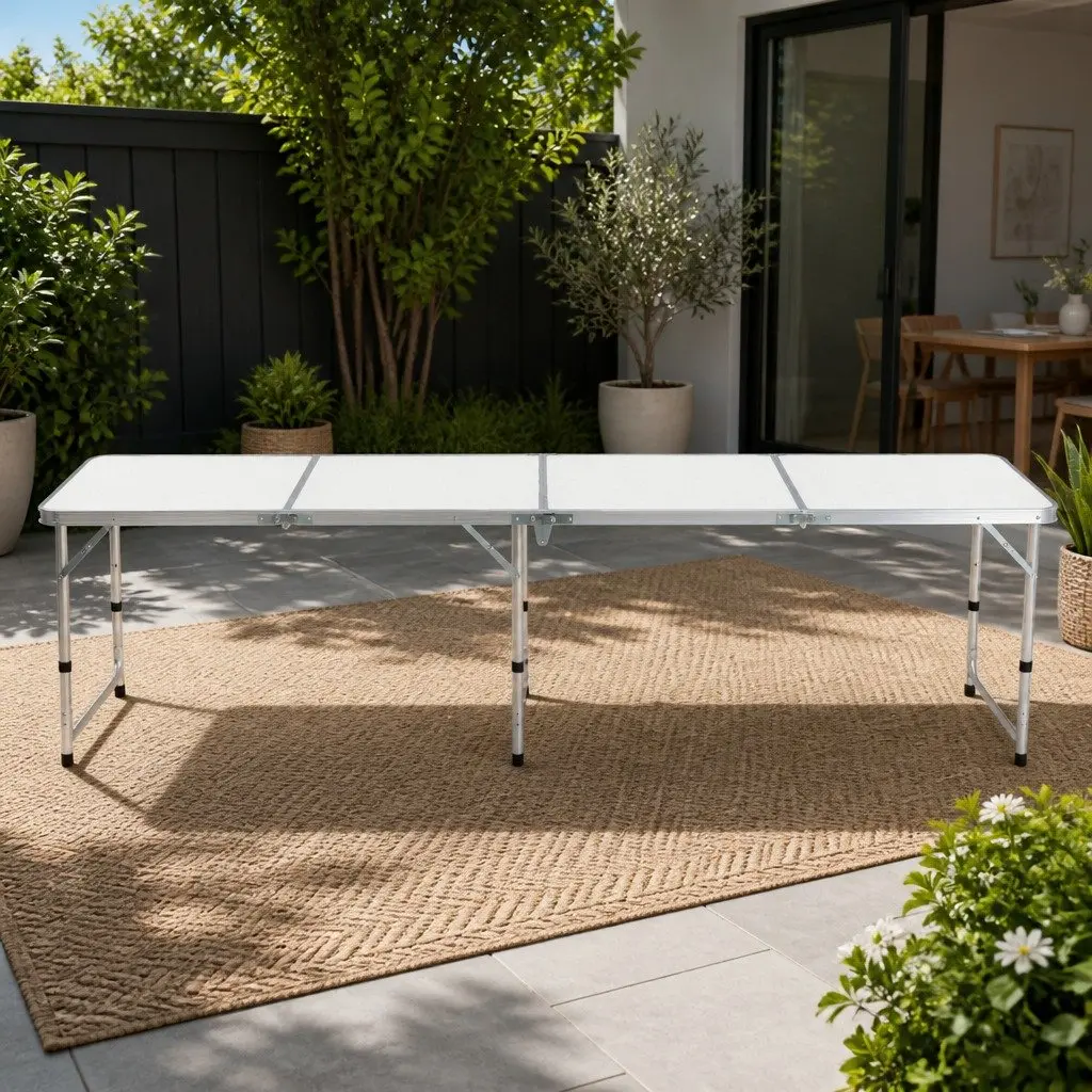 Folding Camping Table Outdoor Use 240CM Silver