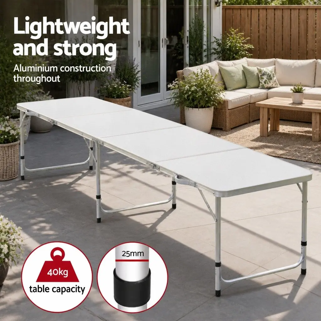 Folding Camping Table Outdoor Use 240CM Silver