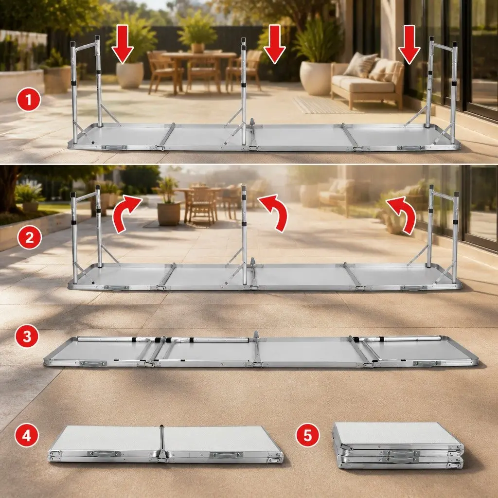 Folding Camping Table Outdoor Use 240CM Silver