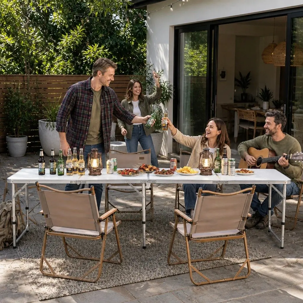 Folding Camping Table Outdoor Use 240CM Silver
