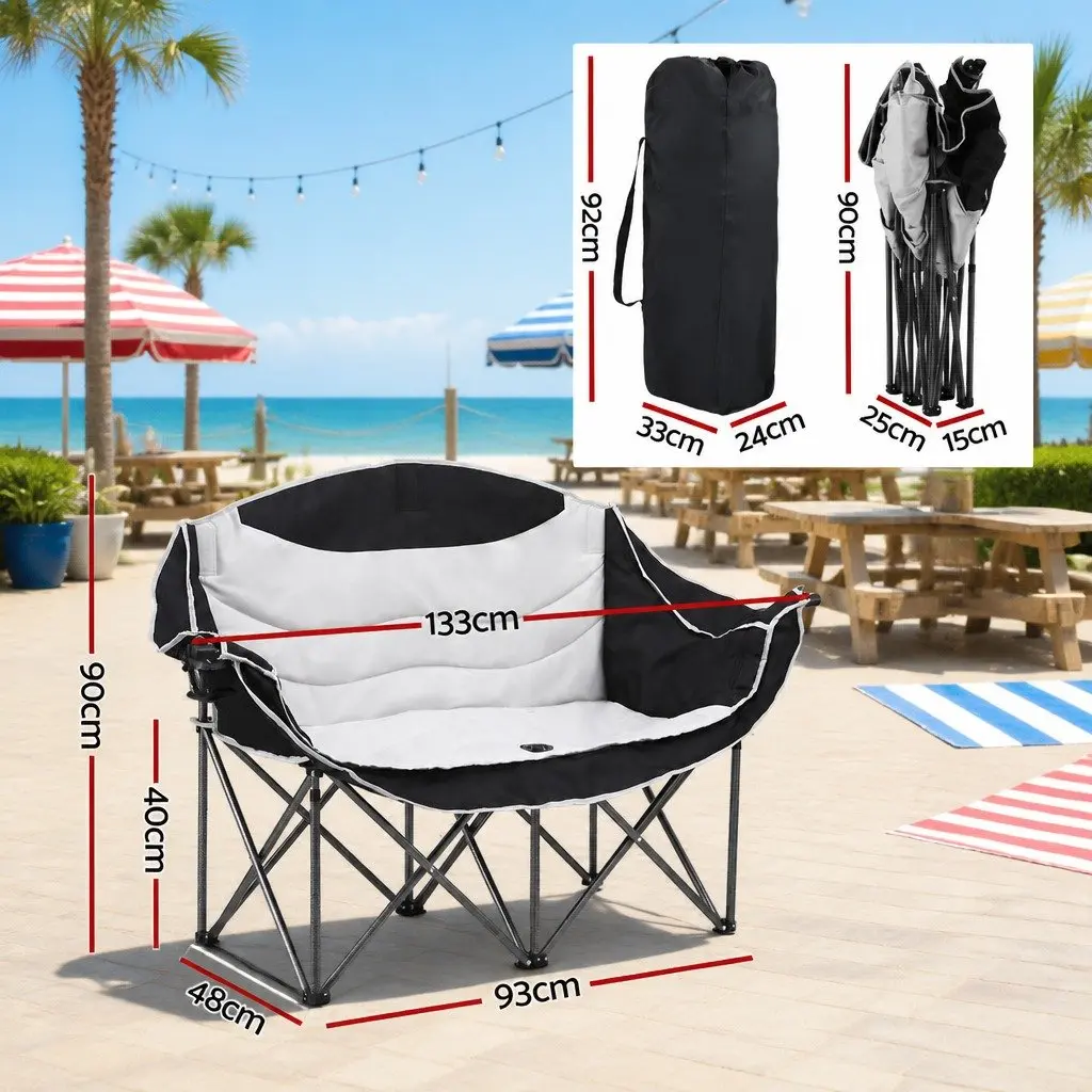 Double Folding Moon Chair Outdoor Use for Two Persons 133x48x90cm