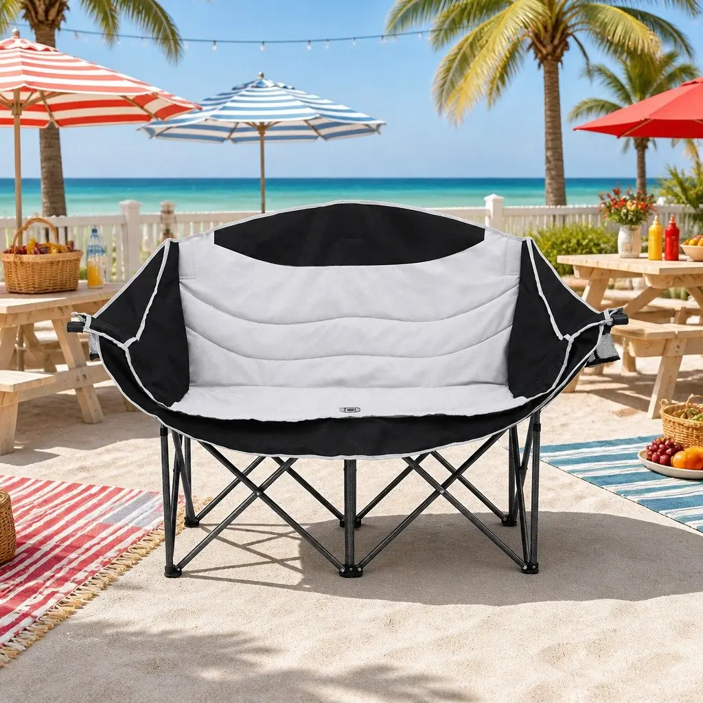Double Folding Moon Chair Outdoor Use for Two Persons 133x48x90cm