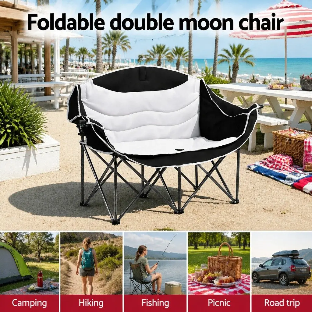 Double Folding Moon Chair Outdoor Use for Two Persons 133x48x90cm