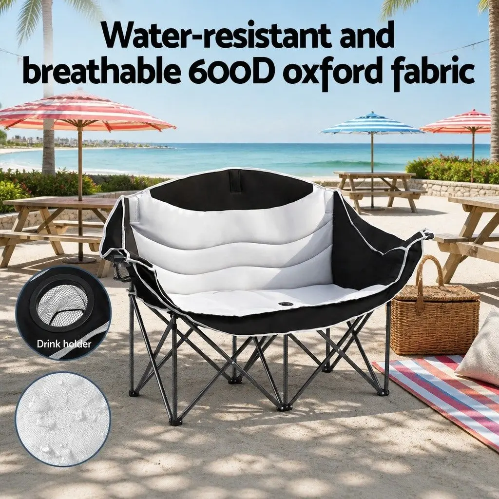 Double Folding Moon Chair Outdoor Use for Two Persons 133x48x90cm