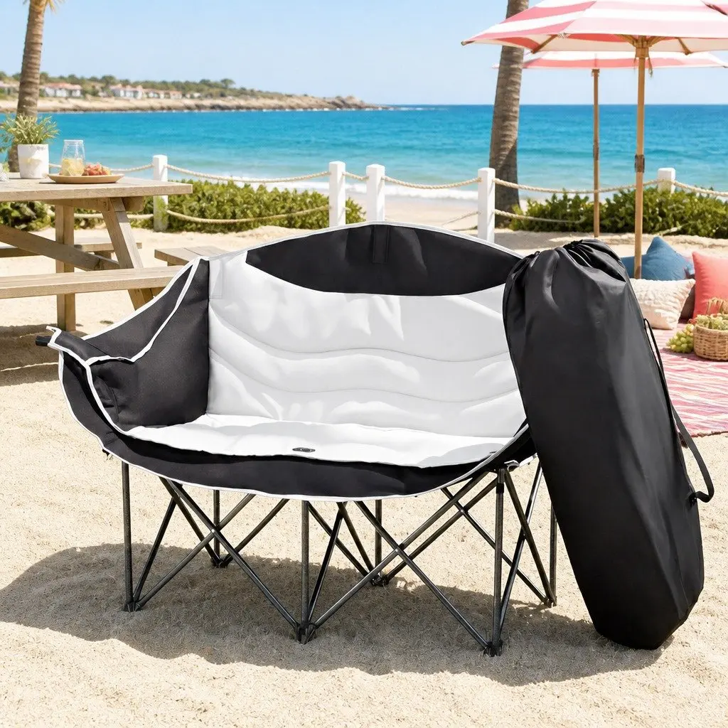 Double Folding Moon Chair Outdoor Use for Two Persons 133x48x90cm