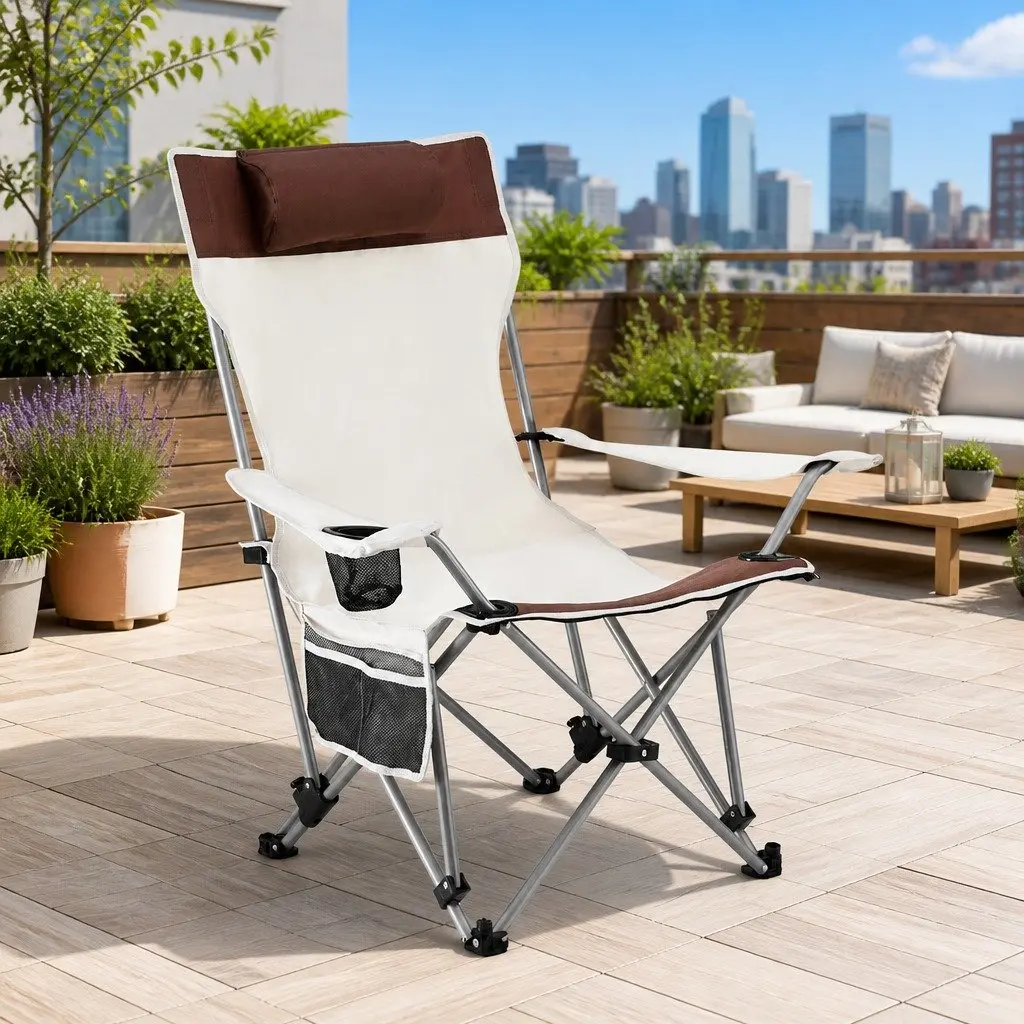 Reclining Camping Chair Outdoor Use Adjustable Backrest Size 78 x 160 x 85cm