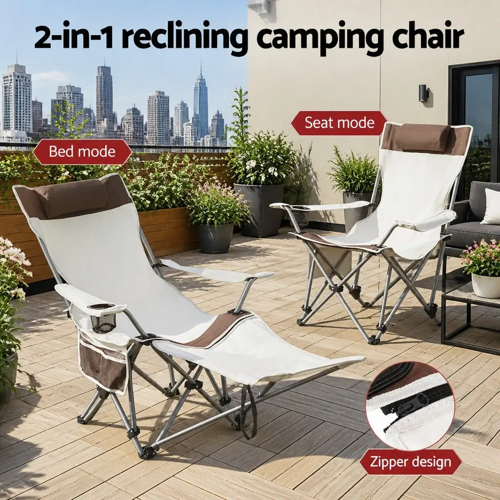 Reclining Camping Chair Outdoor Use Adjustable Backrest Size 78 x 160 x 85cm