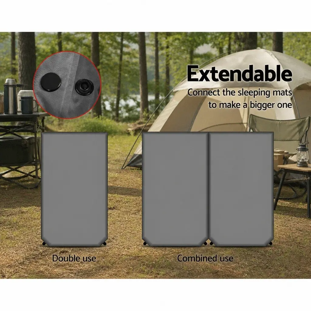Self Inflating Camping Mattress Grey Double Size Outdoor
