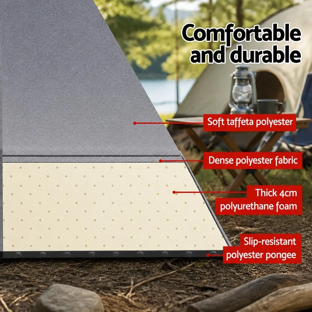 Self Inflating Camping Mattress Grey Double Size Outdoor