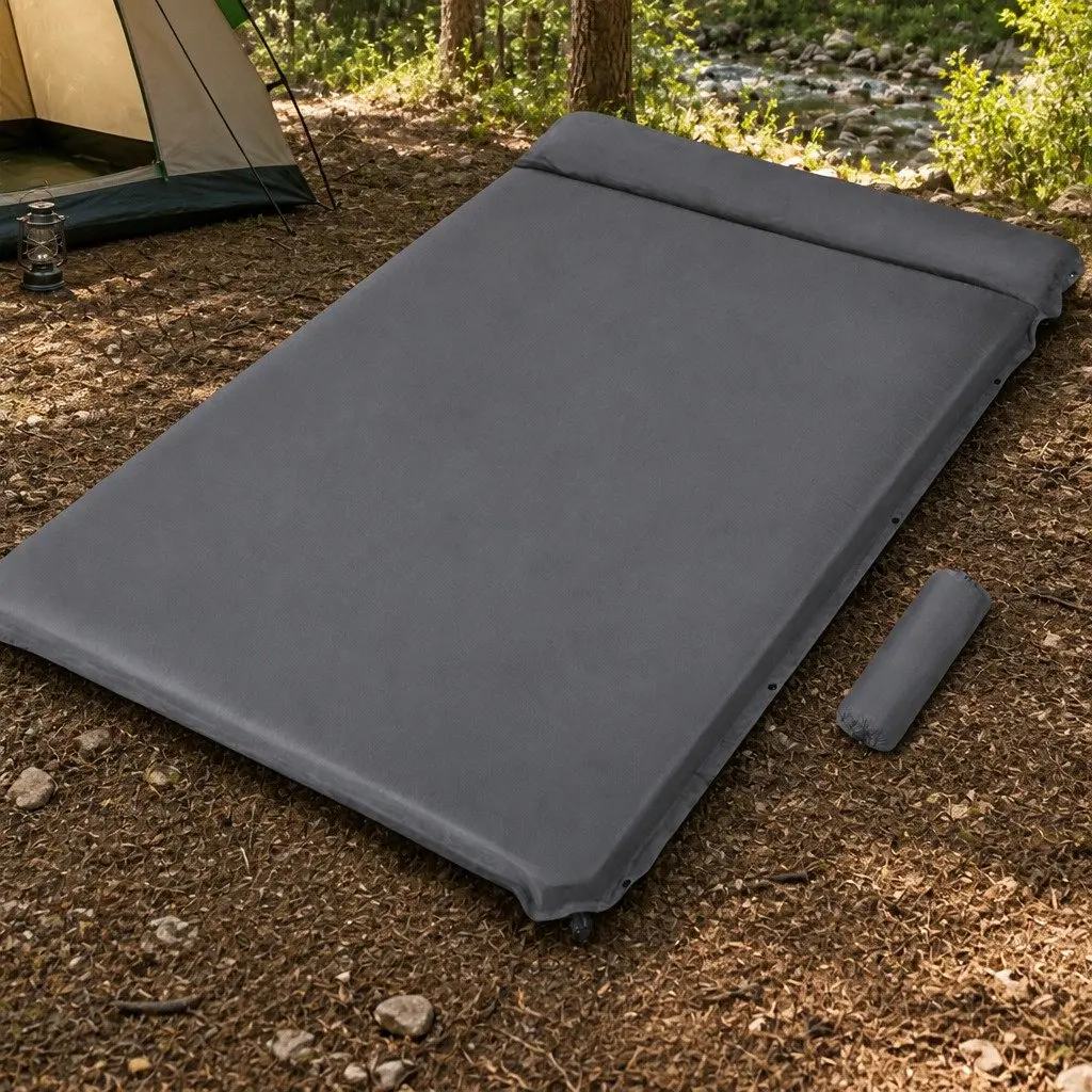 Self Inflating Camping Mattress Grey Double Size Outdoor