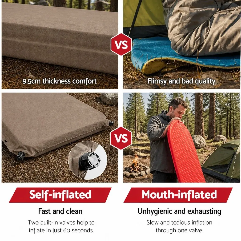 Self Inflating Mattress Camping Double 187x132cm