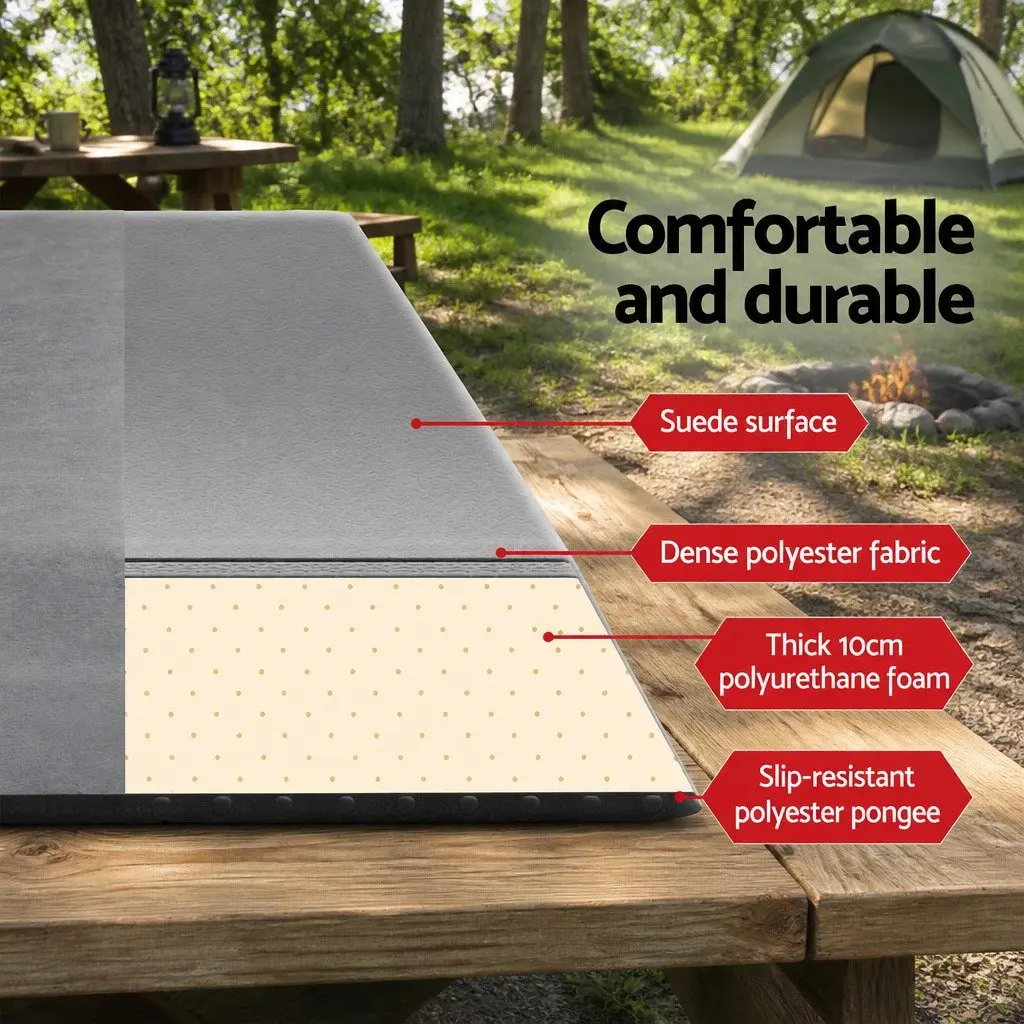 Self Inflating Mattress Double Camping Sleeping Mat Air Bed Grey 187x132cm