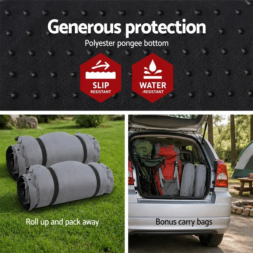 Self Inflating Mattress Double Camping Sleeping Mat Air Bed Grey 187x132cm
