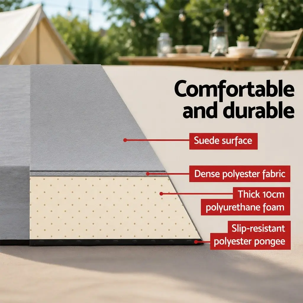 Self Inflating Camping Sleeping Mat Single Grey 187cm Portable Air Bed