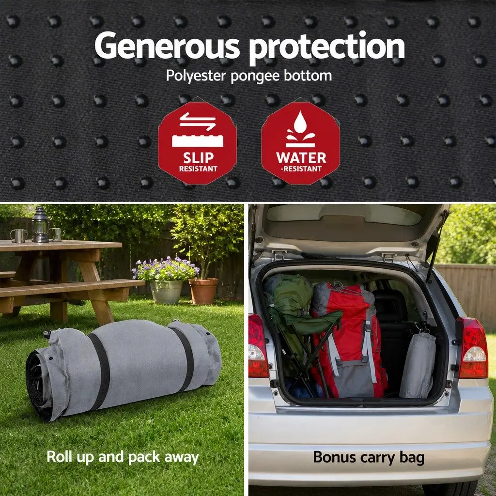 Self Inflating Camping Sleeping Mat Single Grey 187cm Portable Air Bed