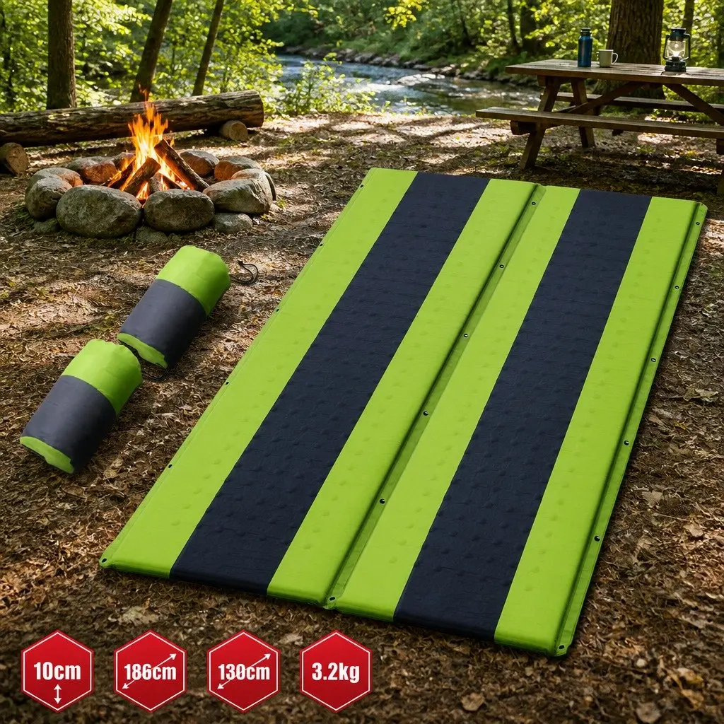 Self Inflating Mattress Double Camping Sleeping Mat Air Bed Pad Green 190cm