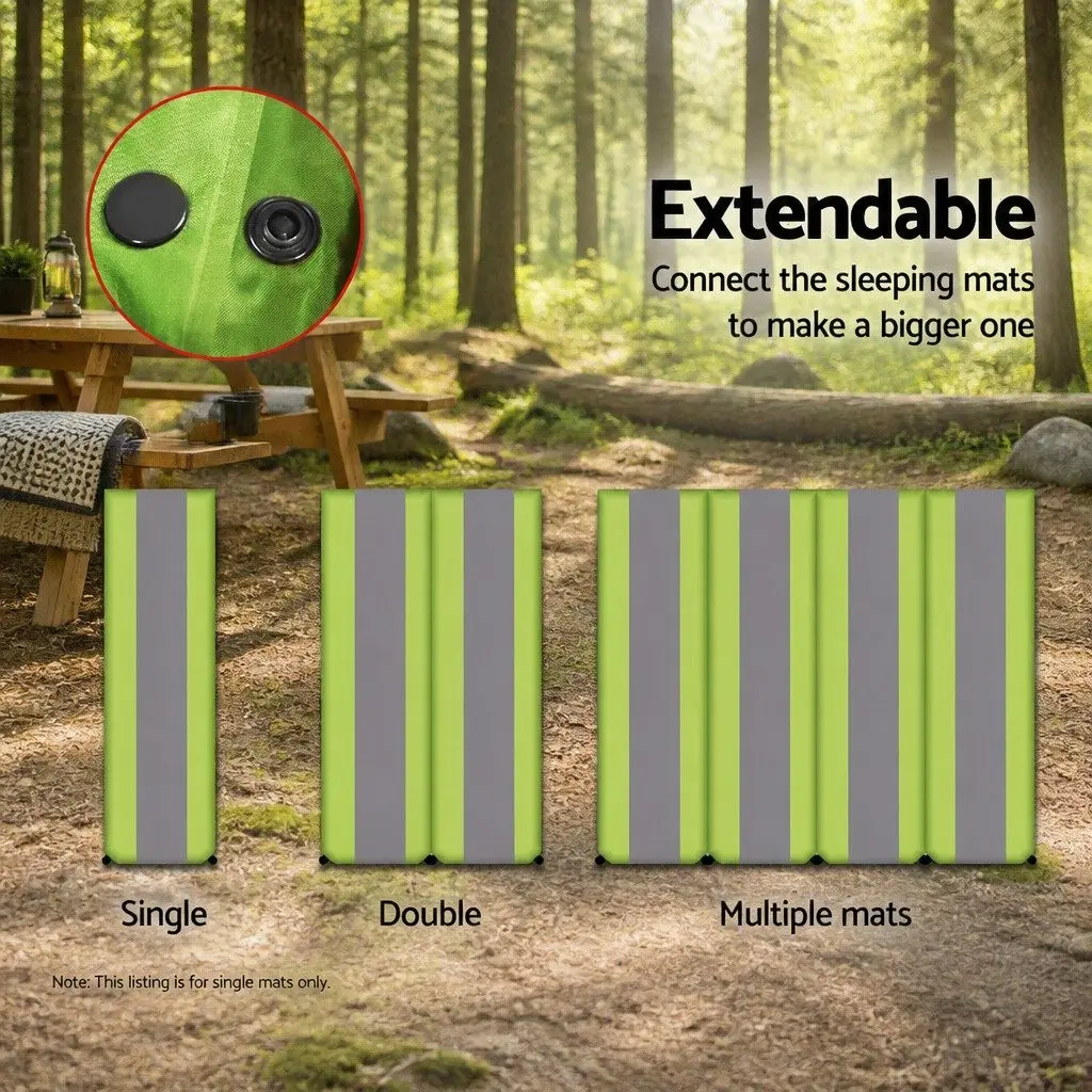Self Inflating Air Bed Pad Green Single Camping Sleeping Mat 195x65x25cm