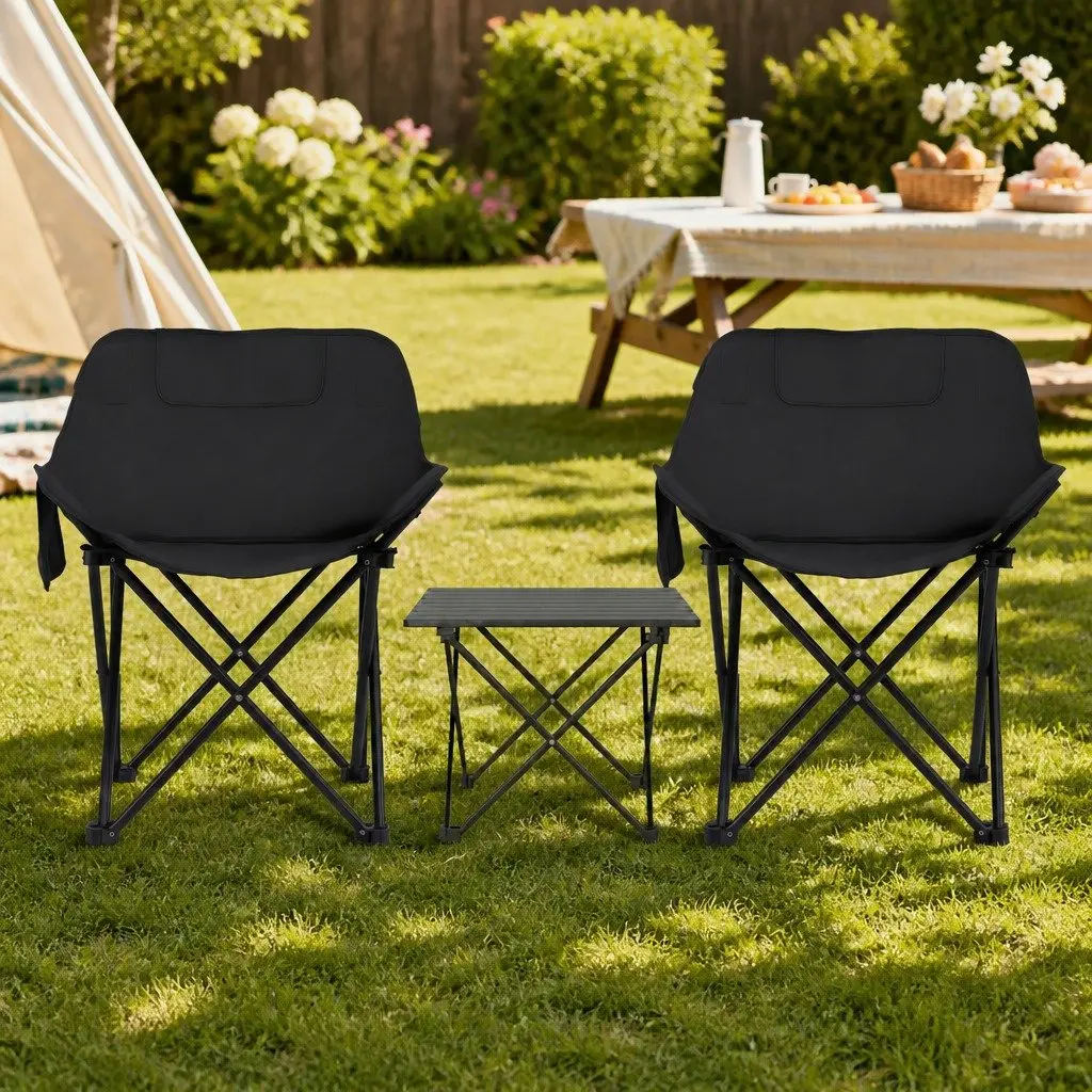 3 Piece Camping Table Chair Set Portable Outdoor Use Lightweight Folding Garden Furniture