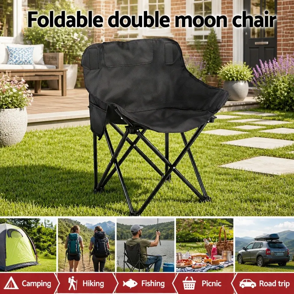 Camping Table Chair Set Outdoor 7 Piece Folding Portable Picnic Furniture Black
