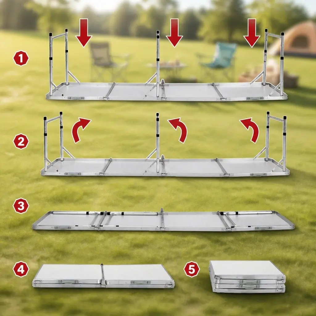 Camping Table Chair Set Outdoor 7 Piece Folding Portable Picnic Furniture Black