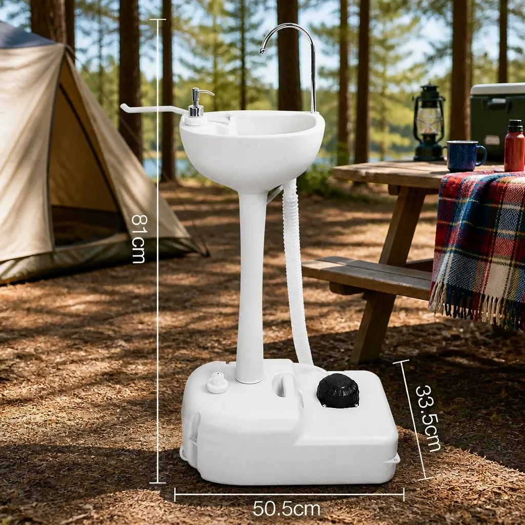 Portable Handwash Stand for Camping Outdoor 19L Water Tank Basin Grey