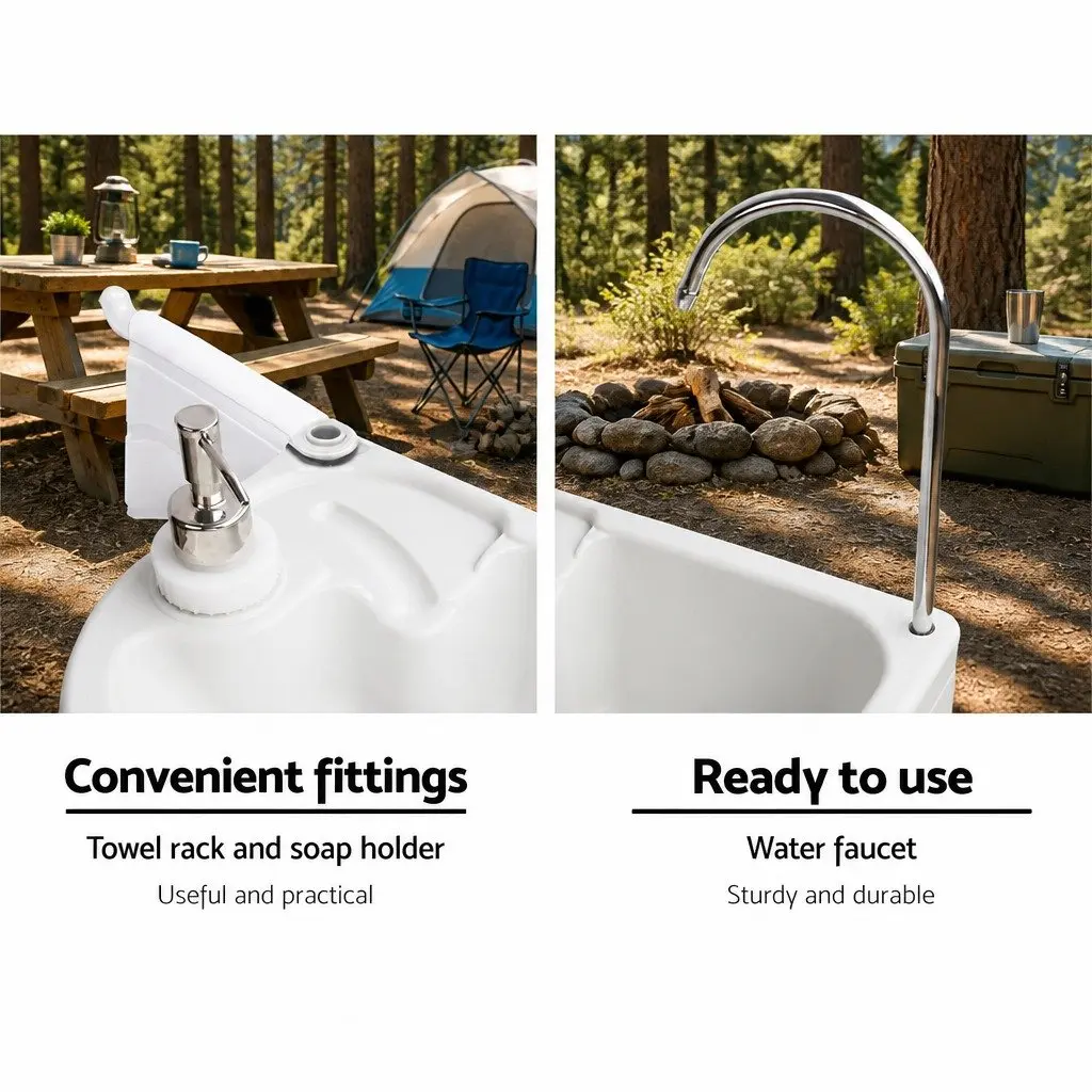Portable Hand Wash Sink Stand 43L Basin Camping Outdoor Handwash Station Wheels